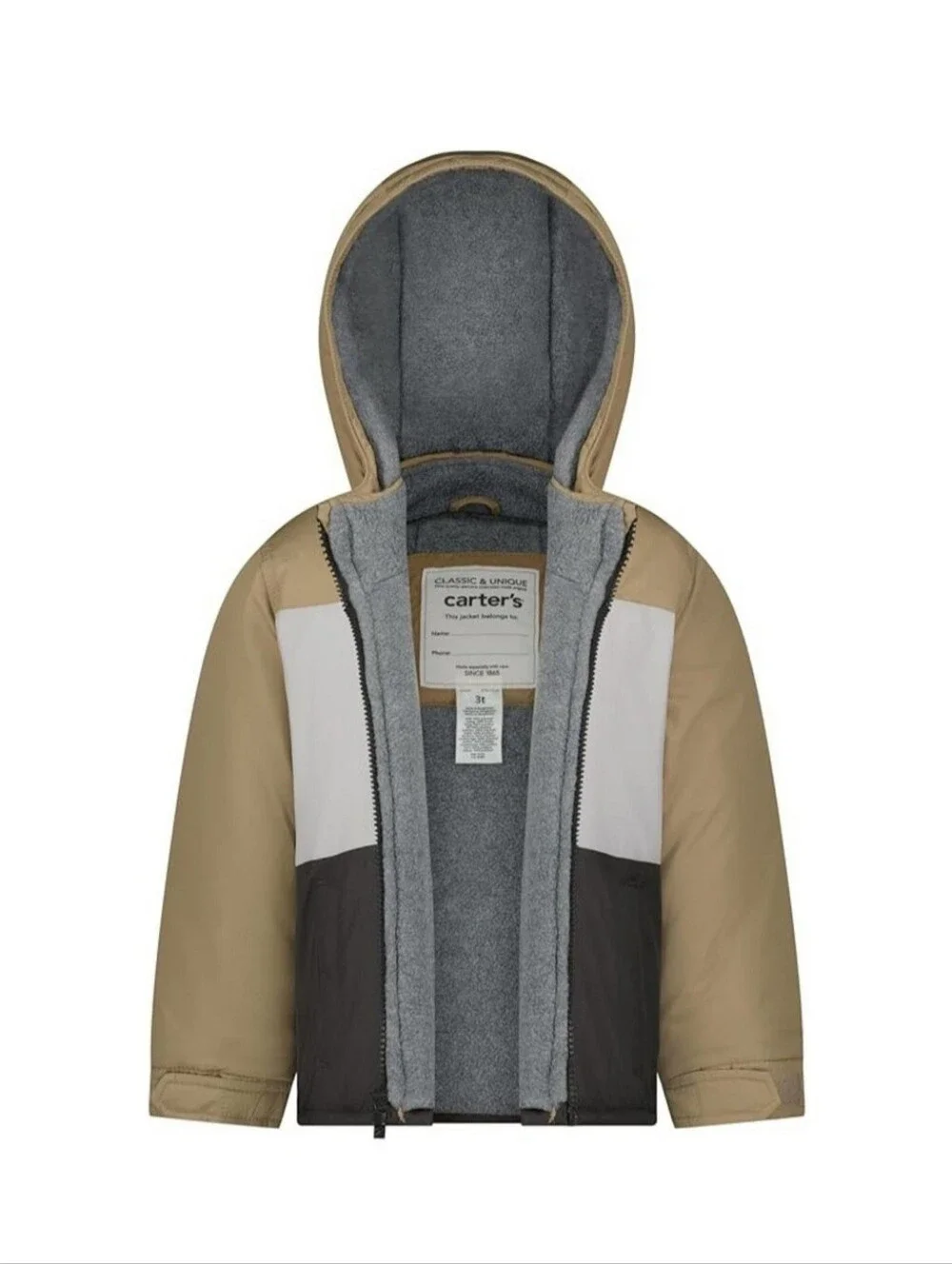 NWT New In Package Carters Snow Suit & Bib Size 12M Khaki Colorblock